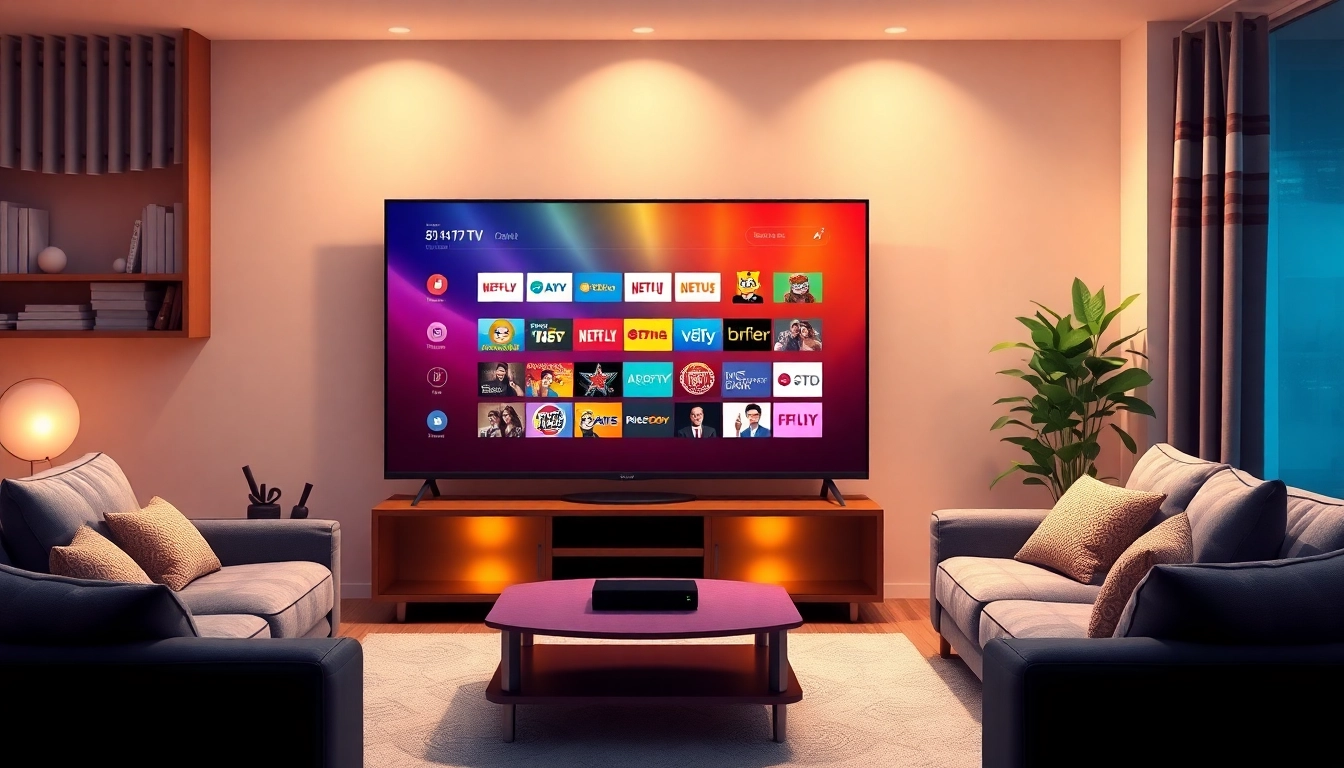 Explore the benefits of abonnement iptv with an engaging visual of a modern smart TV streaming various channels.