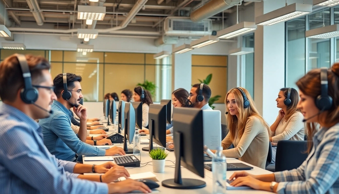 Dynamic agents working at a call center in Tijuana, showcasing engagement and professionalism.