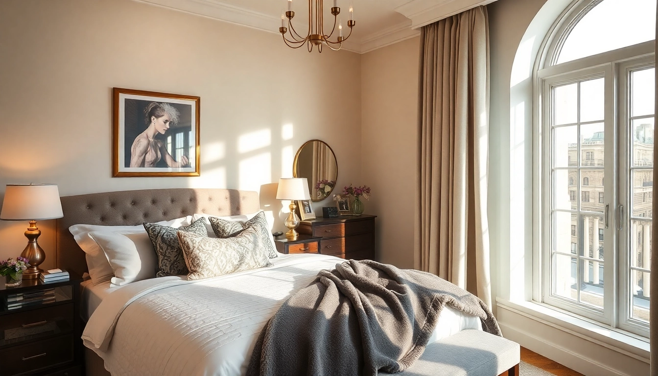 Experience the elegance of Bloomsbury Residences with a beautifully designed bedroom featuring cozy decor and warm lighting.