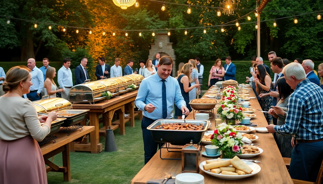 Delightful Hochzeit Grill Catering für Berlin with beautifully arranged BBQ dishes, inviting ambiance, and happy guests.