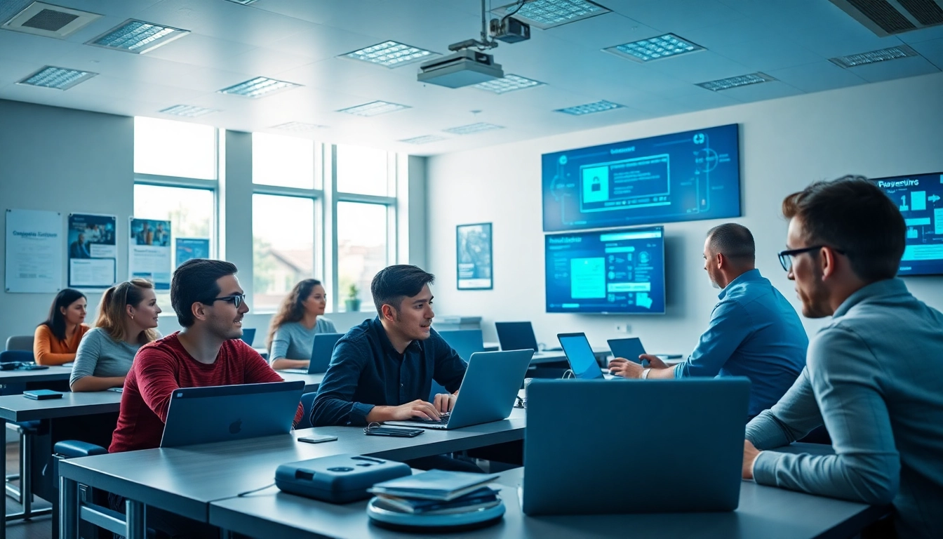 Engaging students in a cyber security course during a modern training session.