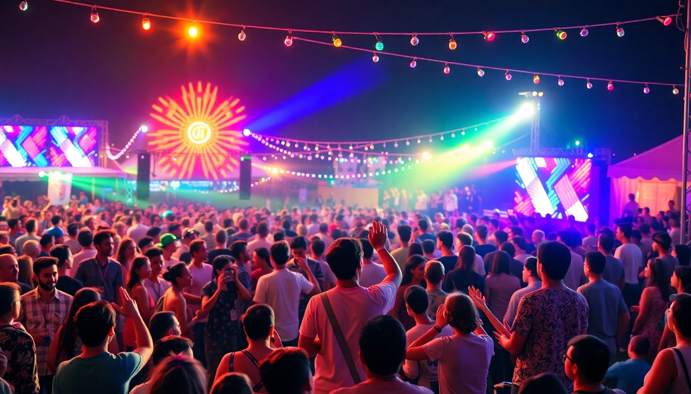 Enjoy an engaging performance of 汽水音乐海外 at a lively outdoor festival with colorful lights.