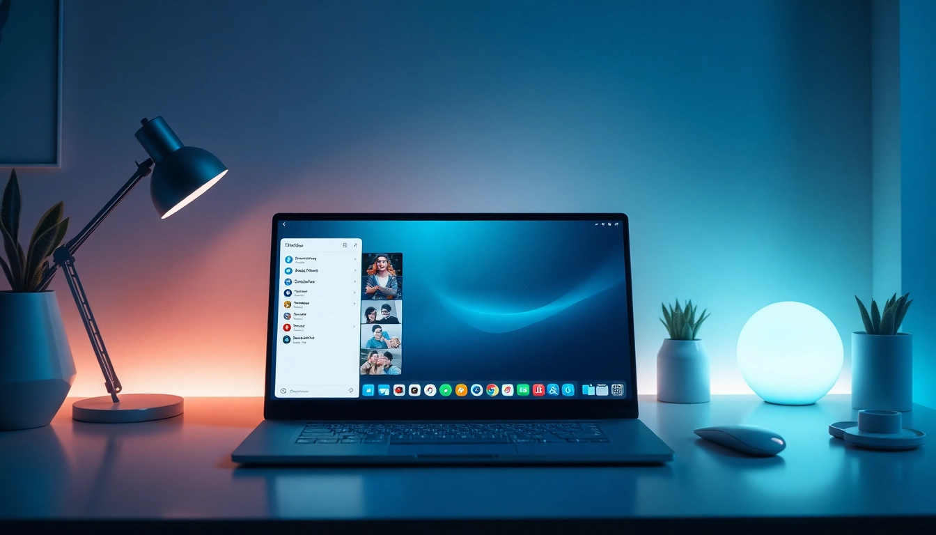 Download line电脑版下载 on a desktop, showcasing a clean interface with vibrant colors and an inviting setup.