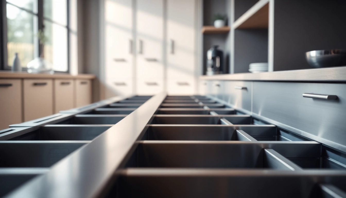 Showcasing a Metal Drawer System in an organized kitchen for efficient storage.