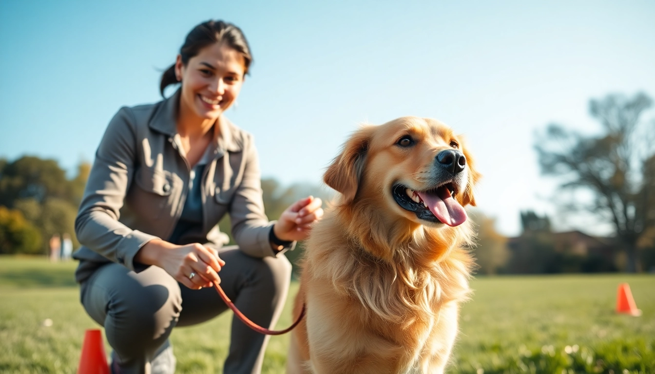 Engaging dog training session showcasing Dog Training Irvine techniques with a professional trainer.