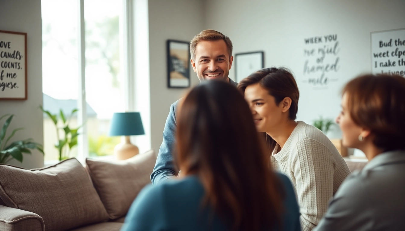Engaging relationship coach guiding a couple in a warm and inviting office.