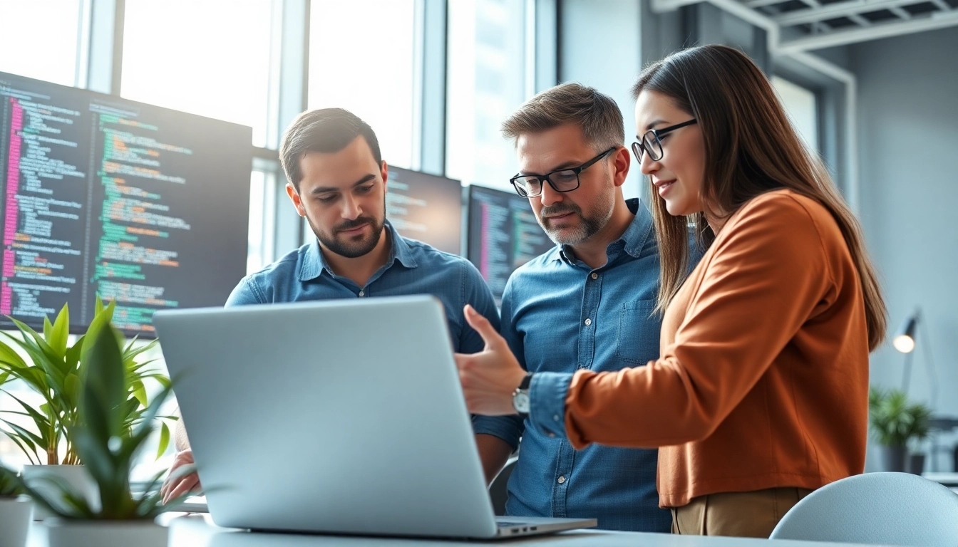 Site reliability engineering experts collaborating effectively in a modern workspace with technology tools.