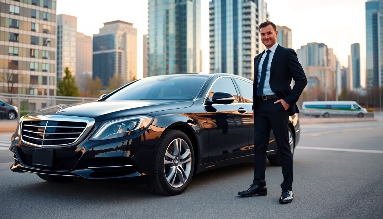 Experience premium car service vancouver bc with a stylish chauffeur by a luxury vehicle.