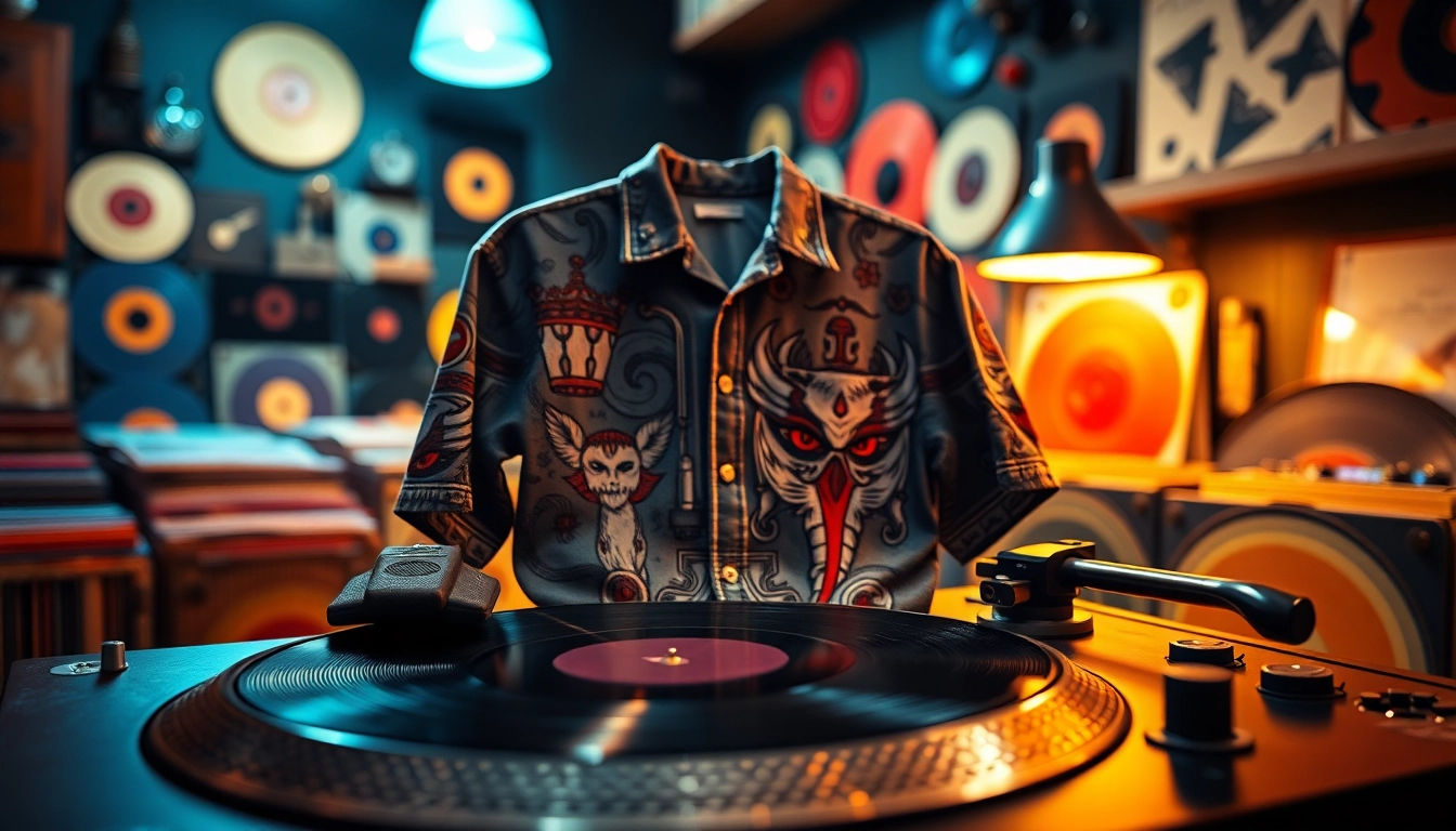 Shop a stylish turntable shirt featuring unique designs on a vintage vinyl record player.