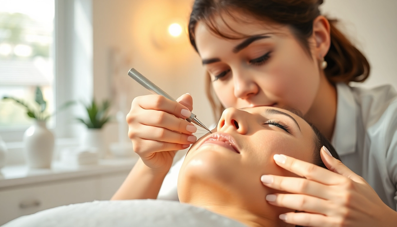 Enhancing skin with cog threads during a professional aesthetic treatment.