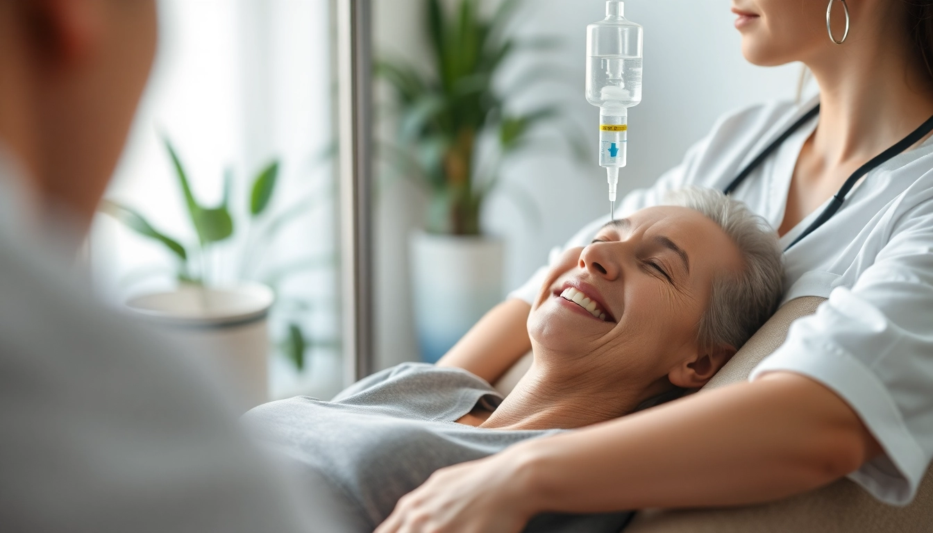 Administering NAD+ IV therapy near me in a calming medical environment with a relaxed patient.