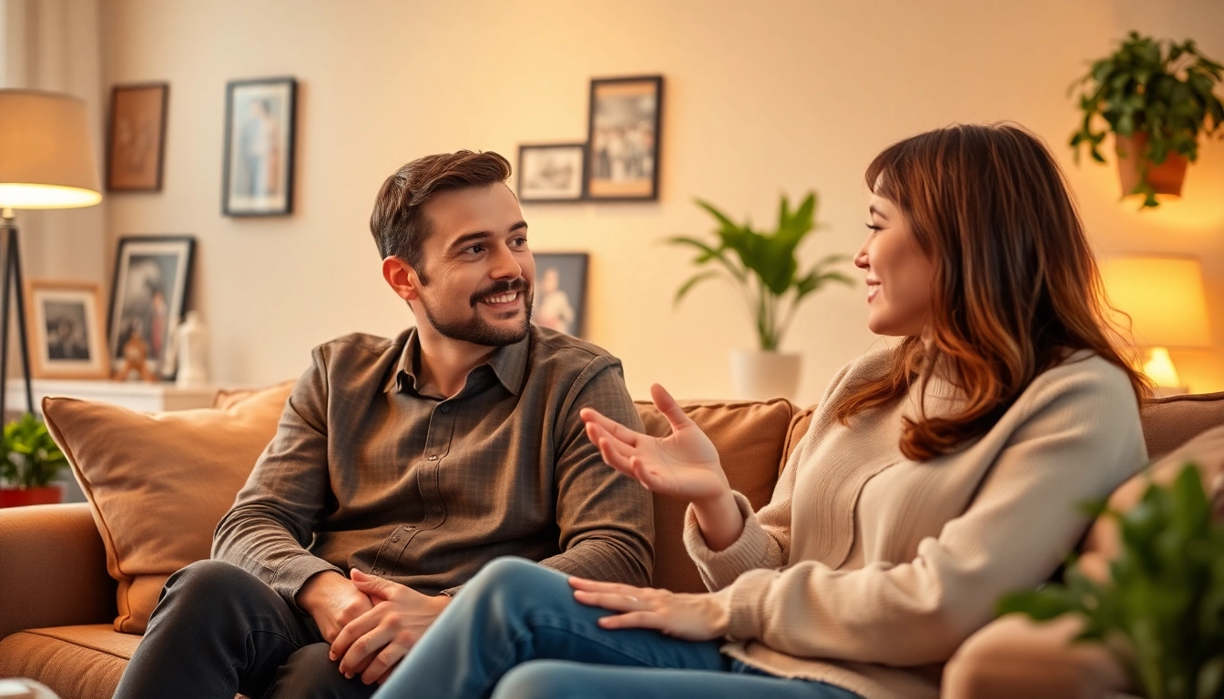Couple communicating in relationships, expressing feelings and listening attentively.