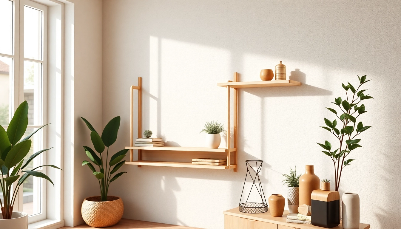 Showcase of a minimalist wall rack in a stylish room enhancing interior decor.