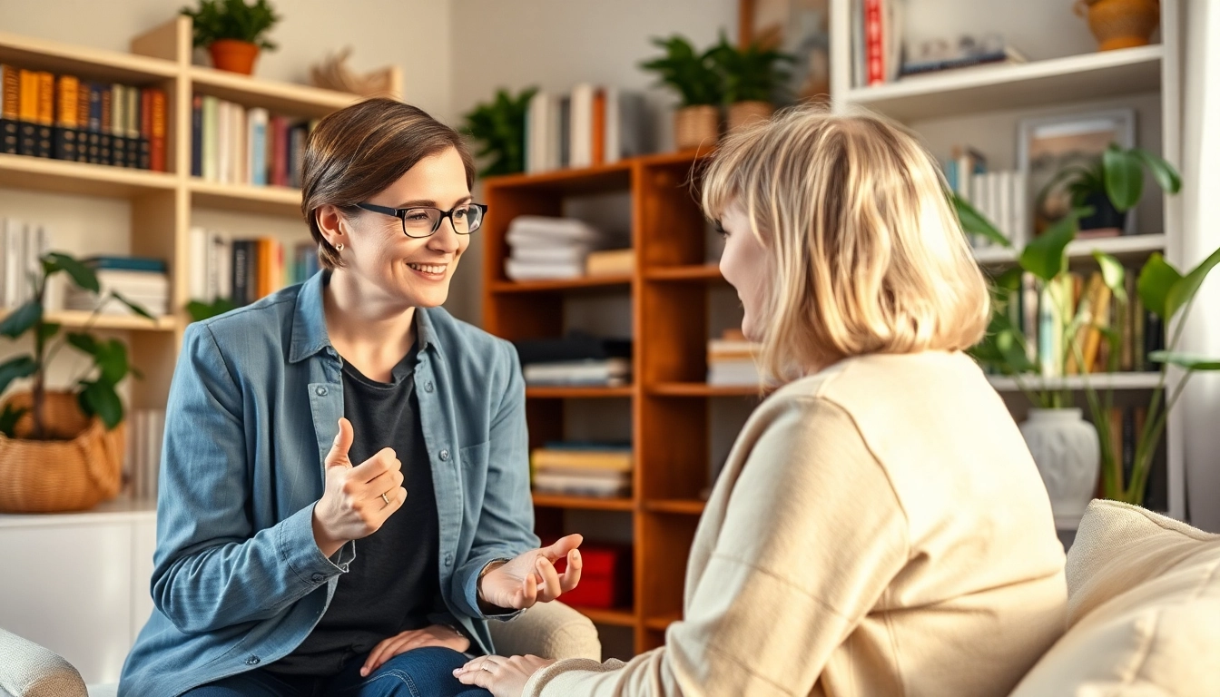 Engaging scene depicting an attachment theory specialist in a warm therapy setting.