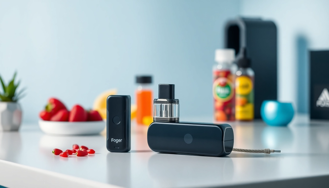 Showcasing Foger Switch Pro Pod with vibrant flavors in a sleek setting