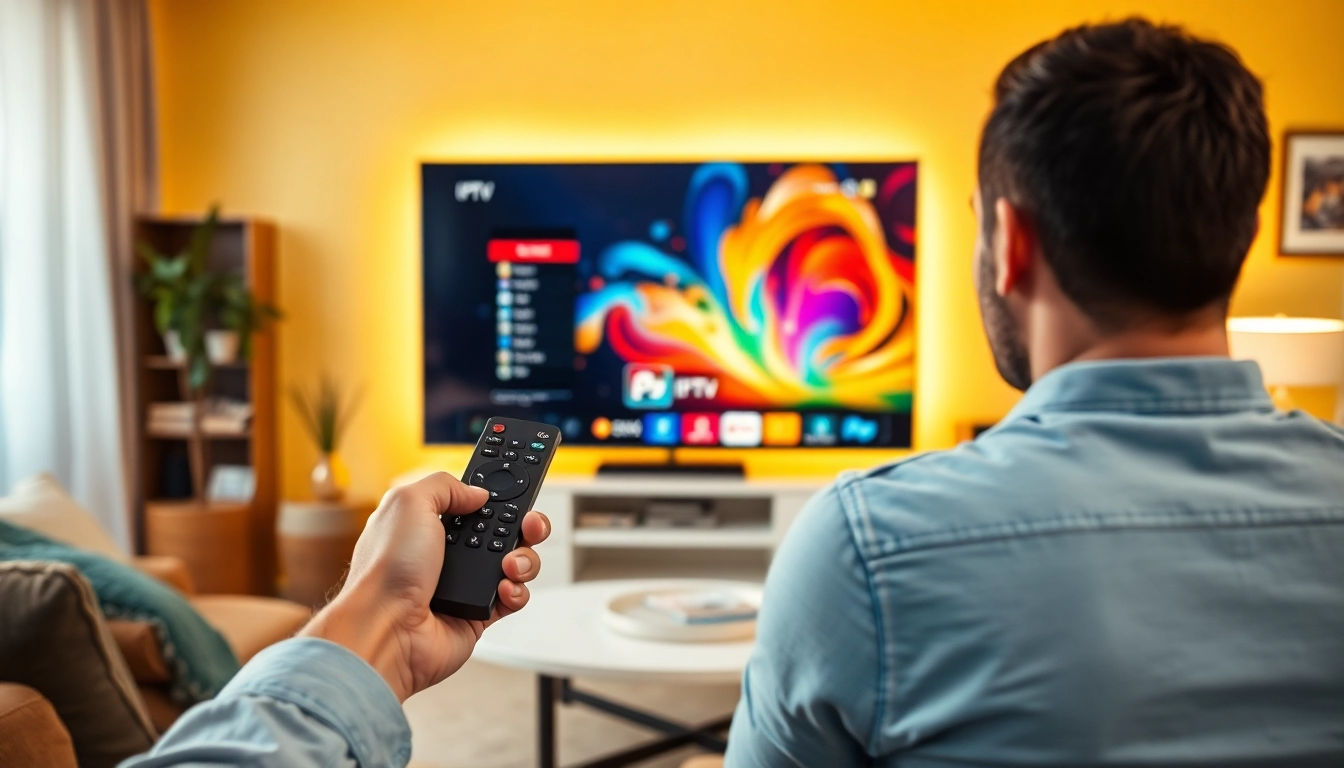 Comprar IPTV: Disfruta de contenido vibrante en una moderna sala de estar.